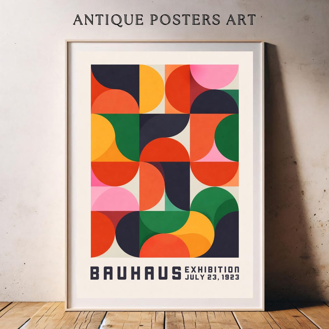 Vintage Bauhaus Exhibition Poster, Mid Century Colorful 1923 Wall Art ...