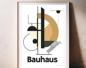 Vintage Bauhaus Exhibition Poster, Mid Century Minimal Berlin Wall Art, Geometric Maximalist Trendy Print, Modern Printable Decoration Image