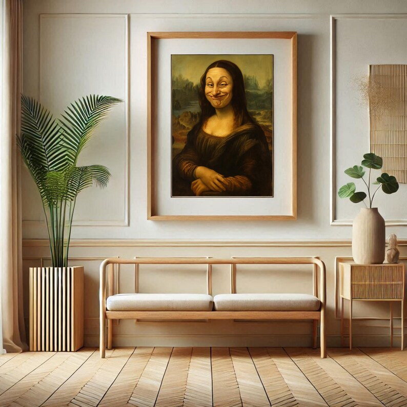 Funny Mona Lisa Wall Art, Leonardo Da Vinci Parody Oil Painting ...