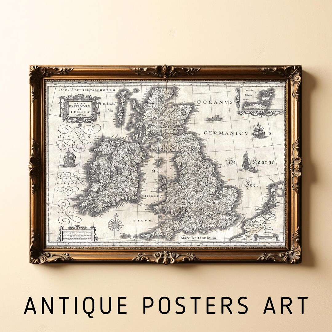 Vintage Map of the British Isles, 1631 Antique Wall Art, Historic ...