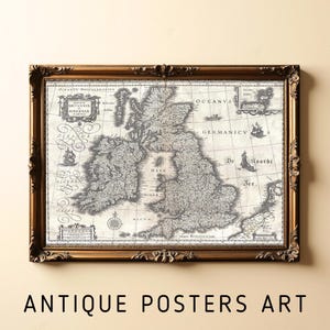 Carte vintage des îles britanniques, 1631 art mural antique, historique de l'Angleterre, de l'Écosse, du Pays de Galles, de l'Irlande, de l'Irlande, de l'impression de carte marine ancienne, une décoration rétro