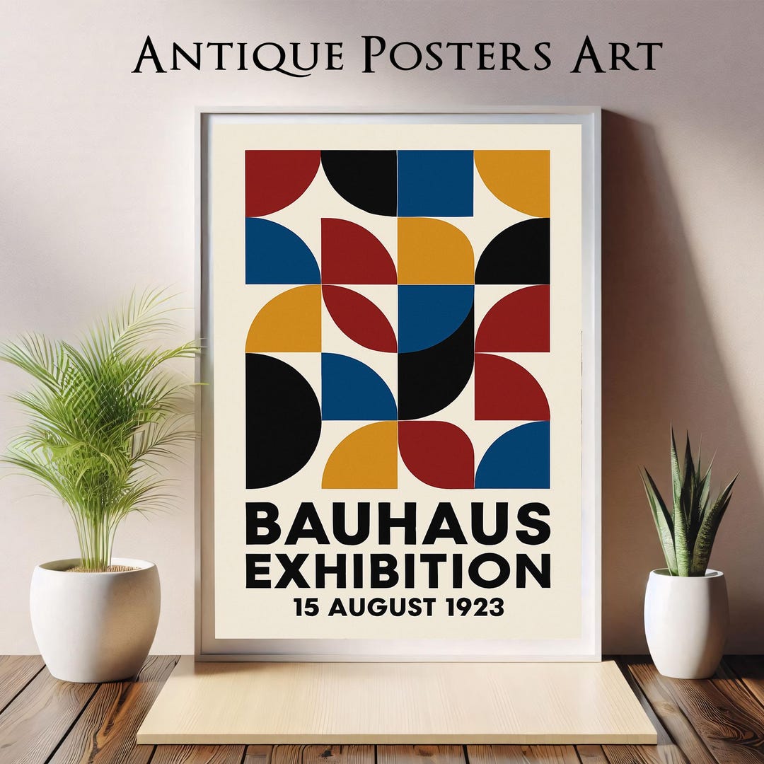 Vintage Bauhaus Exhibition Poster, Colorful Mid Century 1923 Wall Art ...