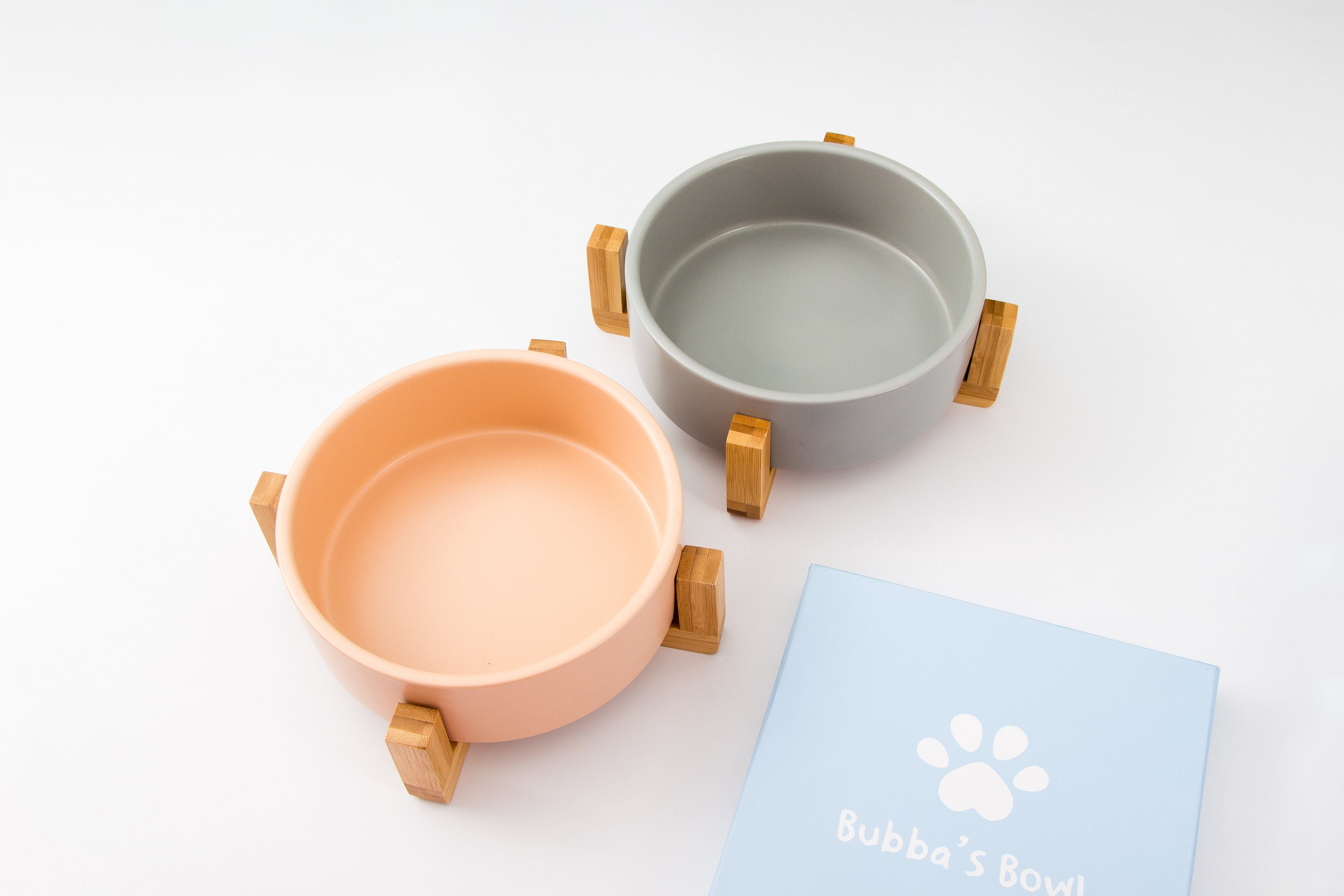 Bubba's Bowl Large Elevated Ceramic Dog Bowl with Bamboo Etsy