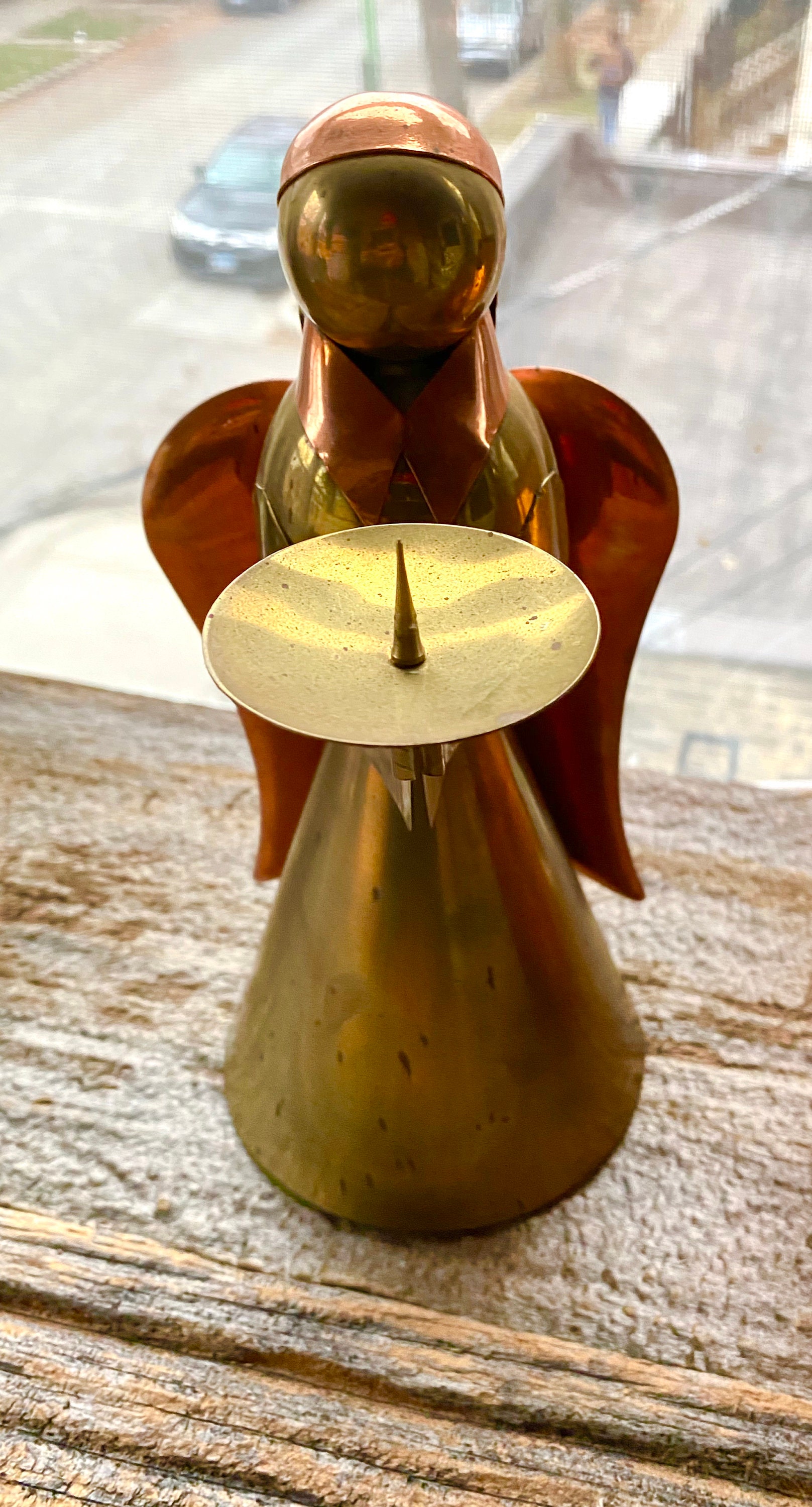 Brass and Copper Vintage Angel candle holder Etsy