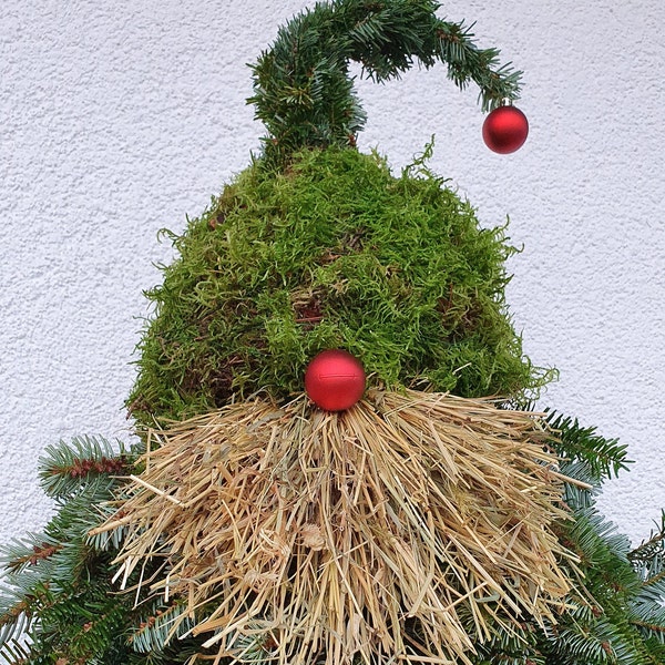 Weihnachtsgesteck, XXL Wichtelmädchen, Waldwichtel ca. 70cm, Tannenbaum ca. 80cm, aus Weisstanne, frisch gebunden