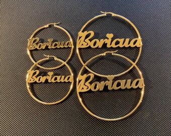 Boricua Heart Earrings Gold (2.75" or 2")