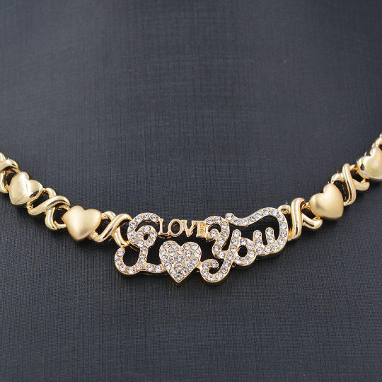 18k Real Gold Filled Xo Necklace Set Xo Necklace Set Gold Etsy