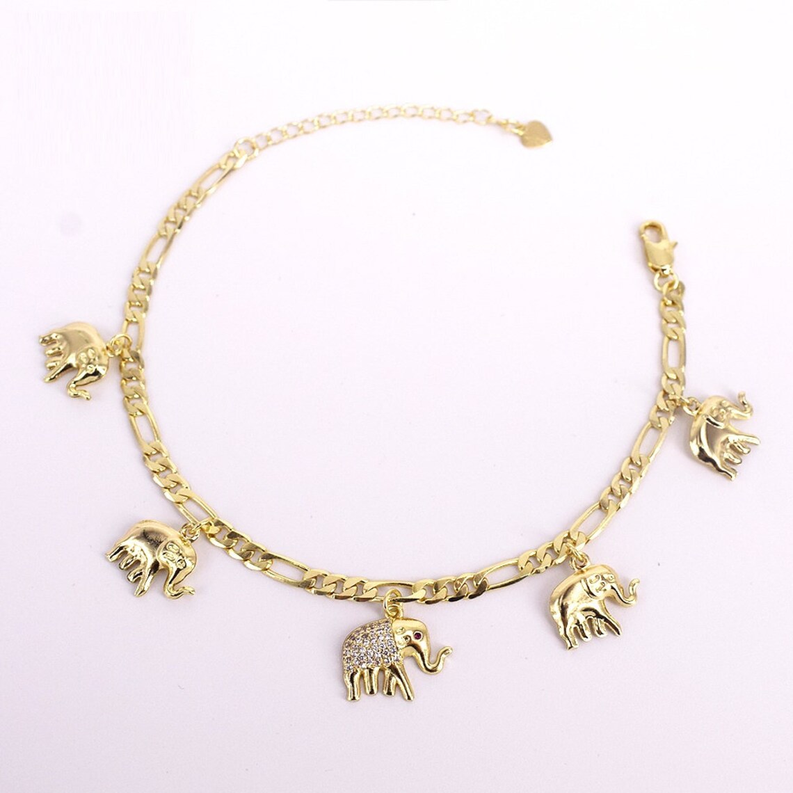18K Gold Filled Zircon Elephant Anklet Zircon Elephant Etsy