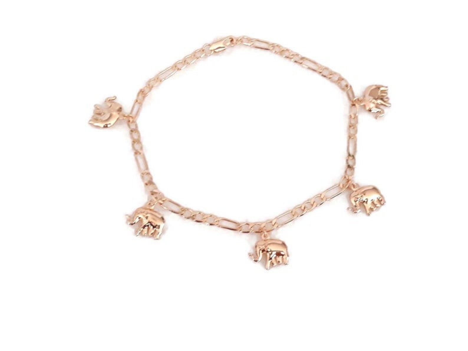 14K Gold Filled Elephant Anklet Bracelet Gold Elephant Charm Etsy