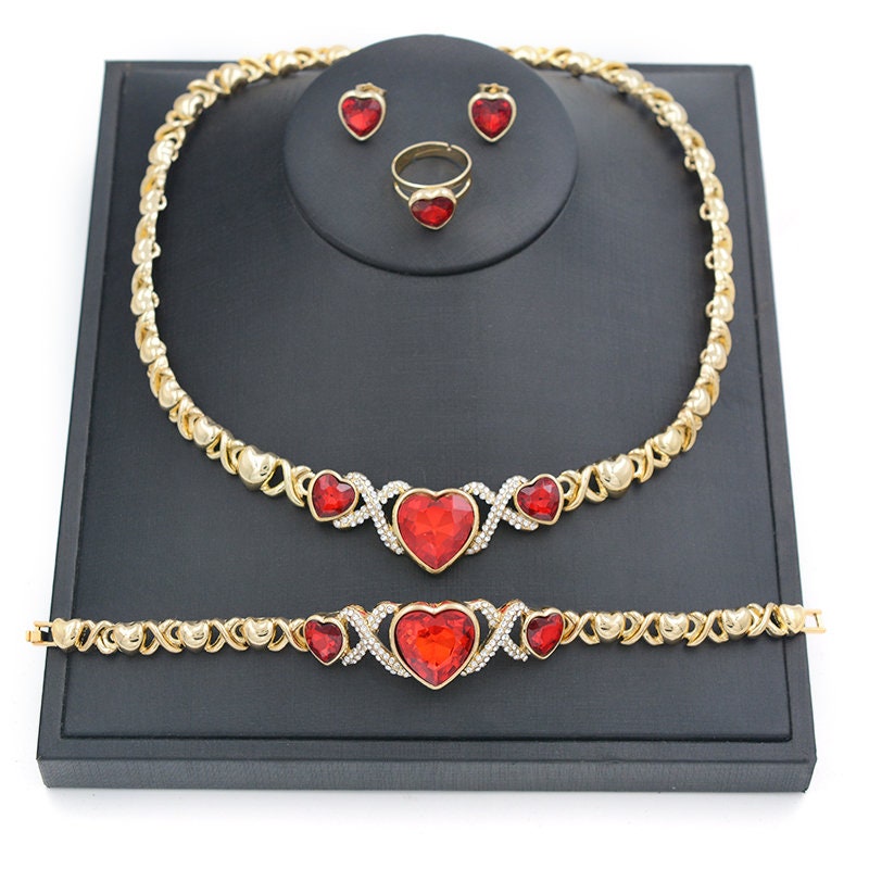 HUGS KISSES Necklace Set 14K Gold Jewelry Set XOXO Etsy Il Fullxfull.3103631816 Owqh
