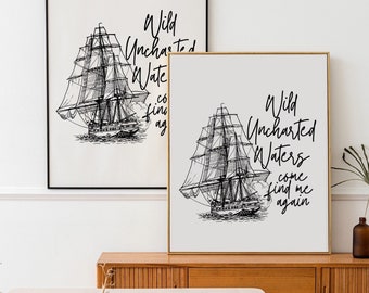 8x10 Wild Uncharted Waters, Jonah Hauer-King, Prince Eric Wall Art, Nautical Wall Art, Minimalist Wall Art, Fairytale Print,Mermaid Wall Art
