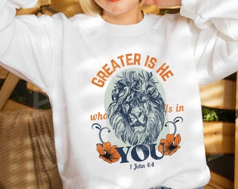 Lion of Judah, Trendy Christian Sweatshirt, Bible Verse Sweatshirt, Jesus Sweatshirt, Faith Sweatshirt, Christian Apparel