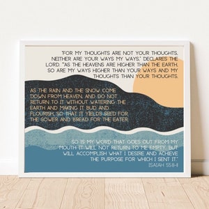 NIV Isaiah 55:8-11 Print, Scripture Printable, Inspirational Wall Art, Sunset Wall Art, Boho Scripture Print, Bible Verse, Bible Wall Art