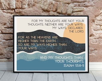 7x5 Isaiah 55:8-9 Printable, ESV Printable, Scripture Wall Art, Scripture Decor, Inspiration Quote Printable, Office Decor, Isaiah Pintable
