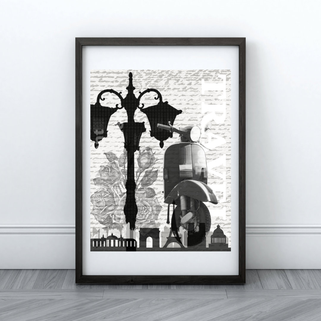 Travel Printable, Moped Printable, Travel Art, Travel Wall Art, Paris Print, Vintage Print ...