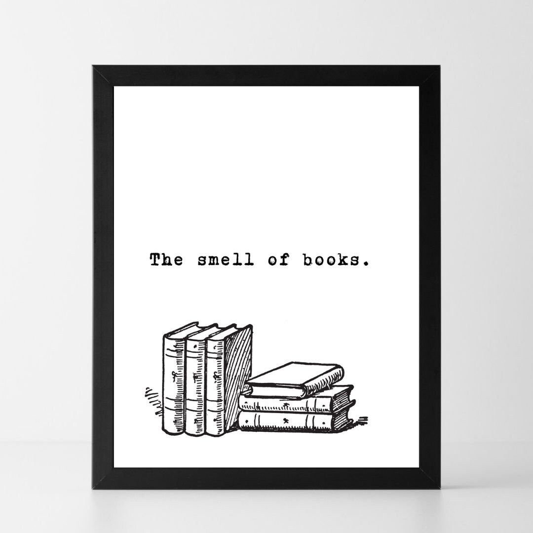 The Smell of Books Printable, Book Stack Print, Gift for