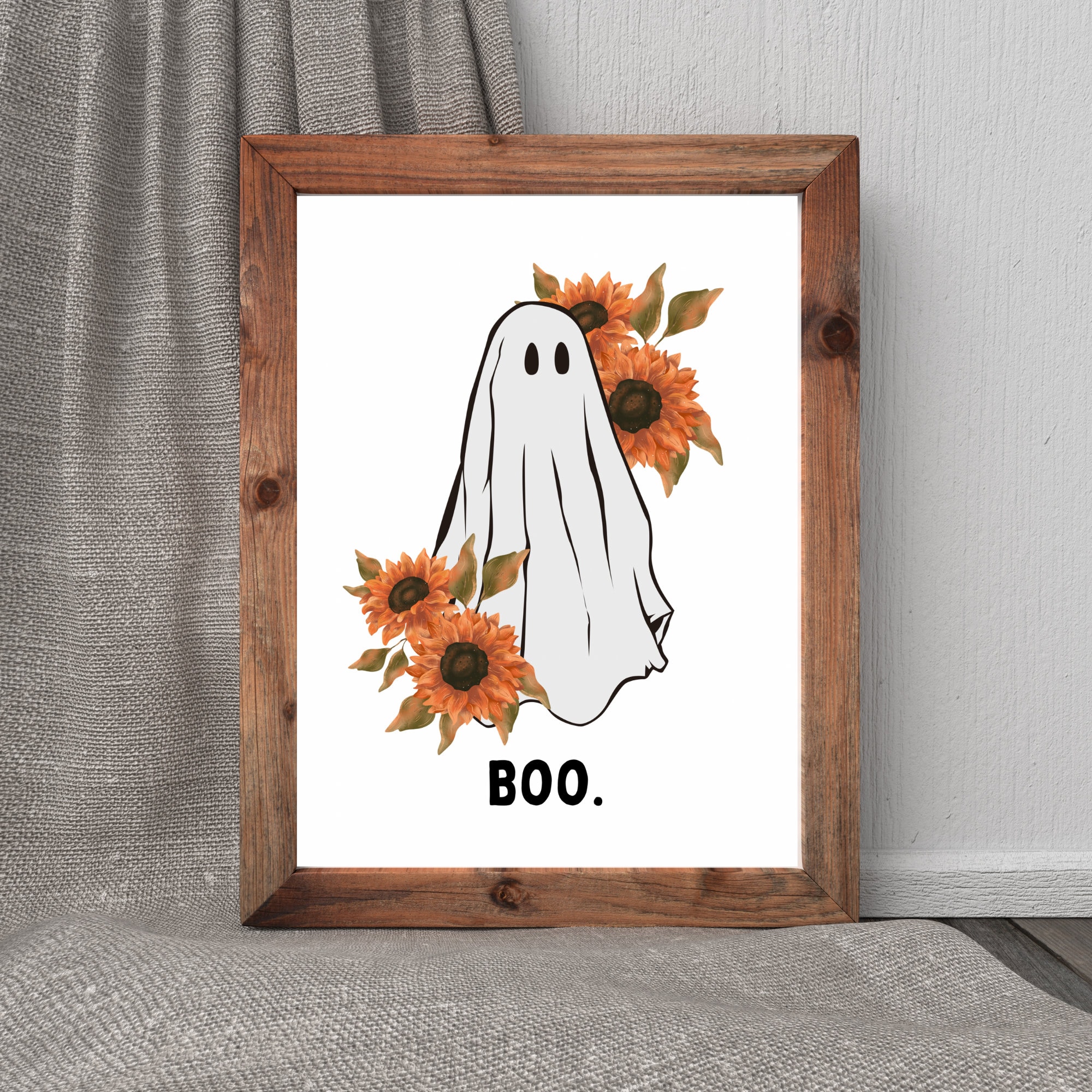 Ghost Printable, Boo Printable, Floral Fall Print, Halloween Decor ...