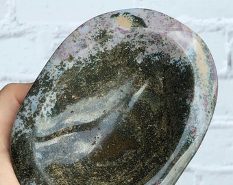ORBICULAR Sea Jasper Bowl from MADAGASCAR | "Ocean" Jasper | For Crystal Altar | Home Decor | Catchall | Chakra Healing