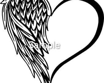 Angel Wing Heart Svg | Etsy