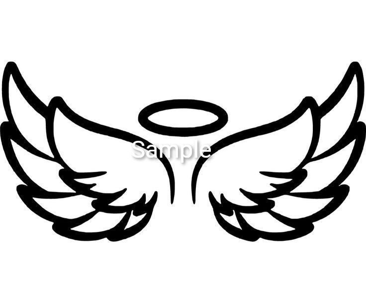 Angel wings with halo clipart silhouette svg jpg dxf and | Etsy