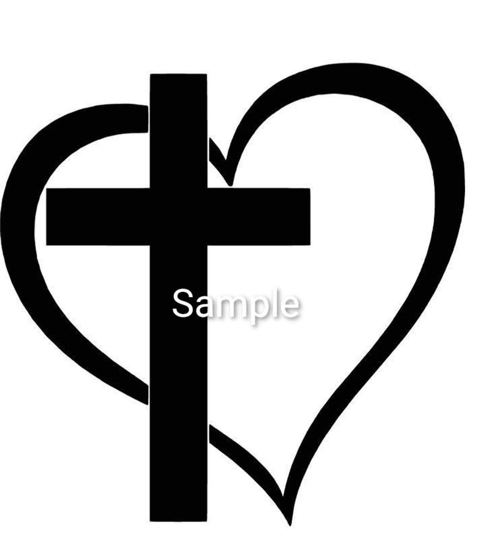 Cross and Heart Clipart Silhouette Svg Jpg Dxf and Png | Etsy