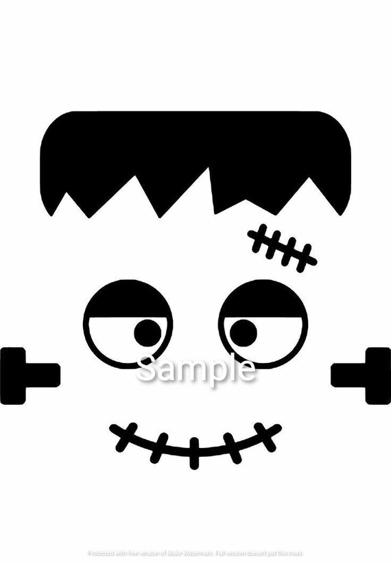 Frankenstein Face Clipart Silhouette Svg Jpg Dxf and Png | Etsy