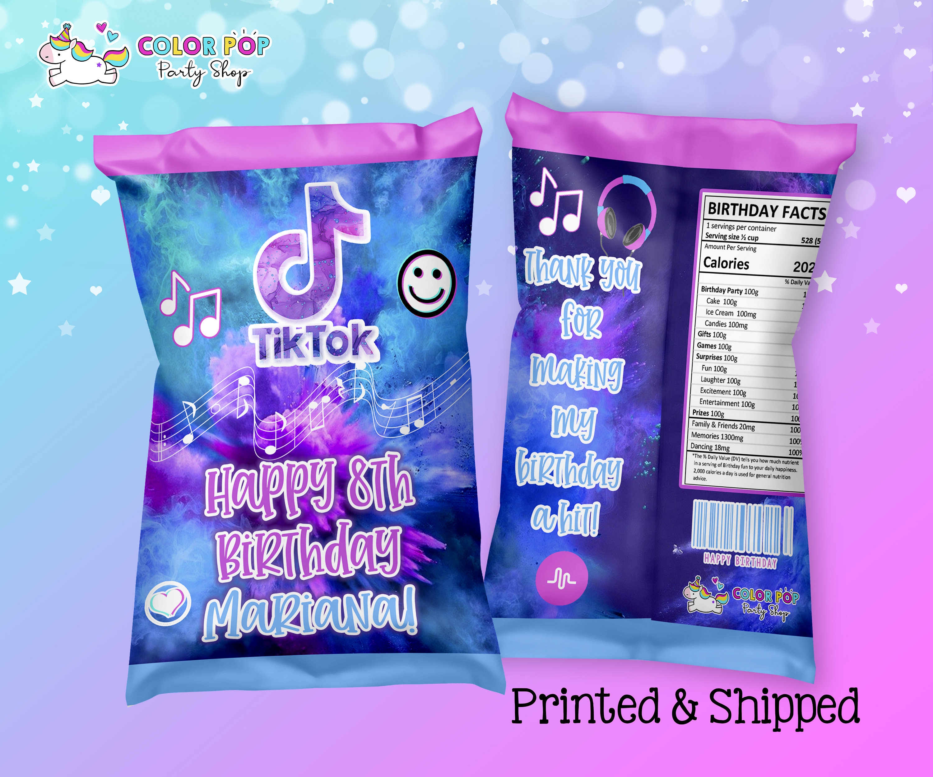Tik Tok Chip Bags PRINTED AND SHIPPED Etsy