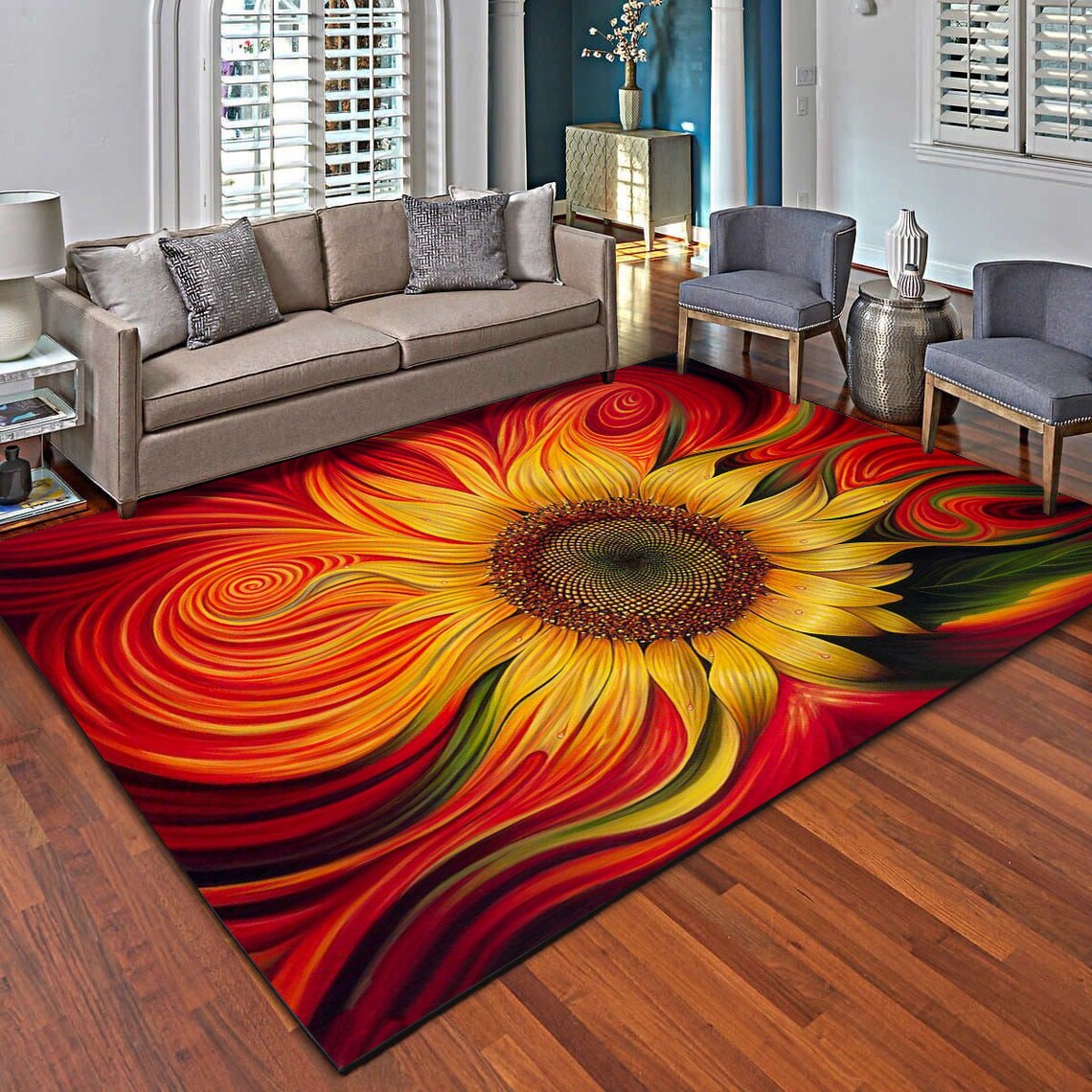 SUNFLOWER Rug Living Room Carpet Floor Mat Home Decor Etsy