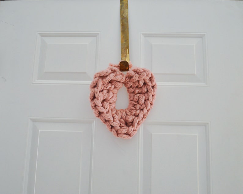 Heart Wreath Chunky Hand Knit Heart Wreath Handmade Valentines Day Love