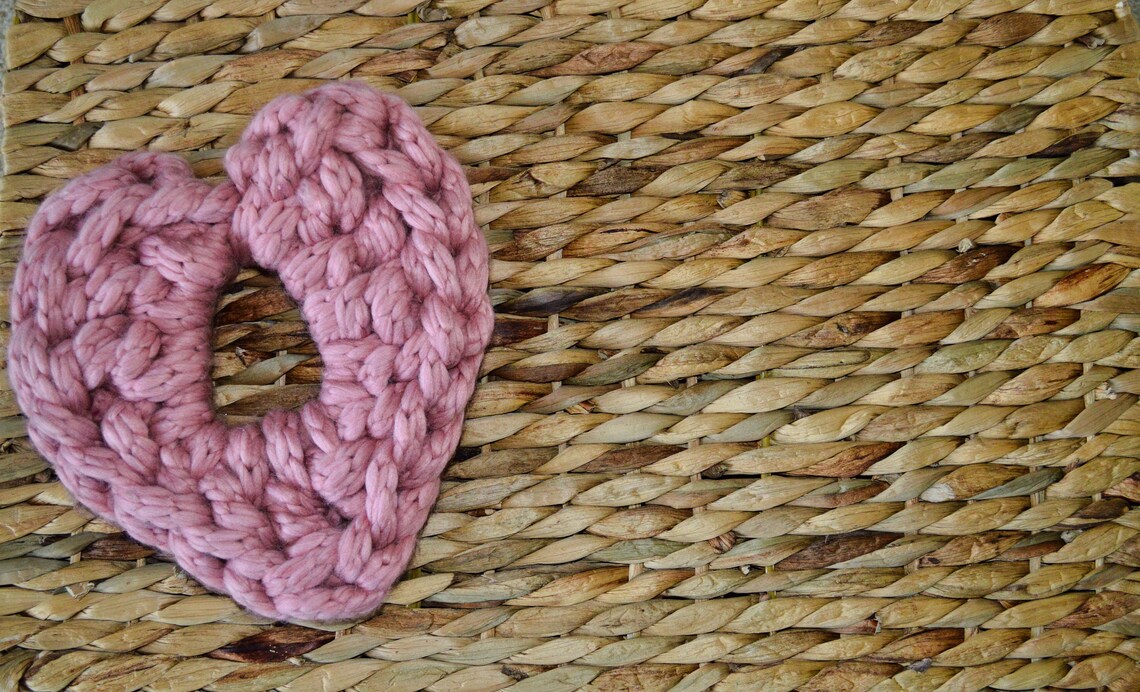 Heart Wreath Chunky Hand Knit Heart Wreath Handmade Valentines Day Love
