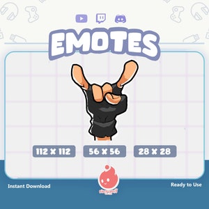 Twitch Emotes / Let's Rock! ( Metal Hand Sign ) / Poke / Trainer / Meme / Lustig / Emote für Streamer / Stream Emoji / Discord / Youtube