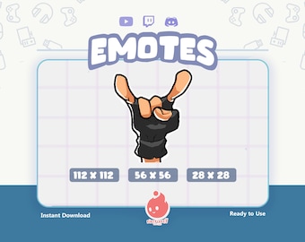 Twitch Emotes / Let's Rock! ( Metal Hand Sign ) / Poke / Trainer / Meme / Funny / Emote for Streamer / Stream Emoji / Discord / Youtube