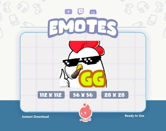 Twitch Emotes / Chicken GG ( Well Played )  / Meme / Emotes / Kawaii / Cute Chibi / Emote for Streamer / Stream Emoji / Discord / Youtube