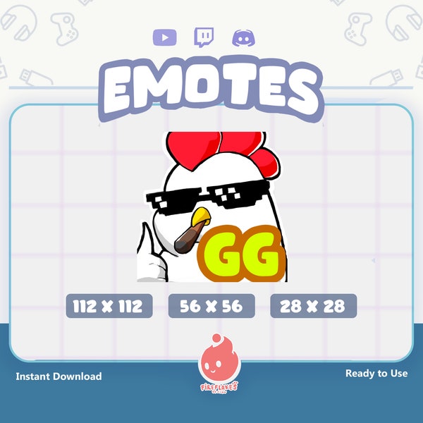 Twitch Emotes / Chicken GG ( Well Played )  / Meme / Emotes / Kawaii / Cute Chibi / Emote for Streamer / Stream Emoji / Discord / Youtube