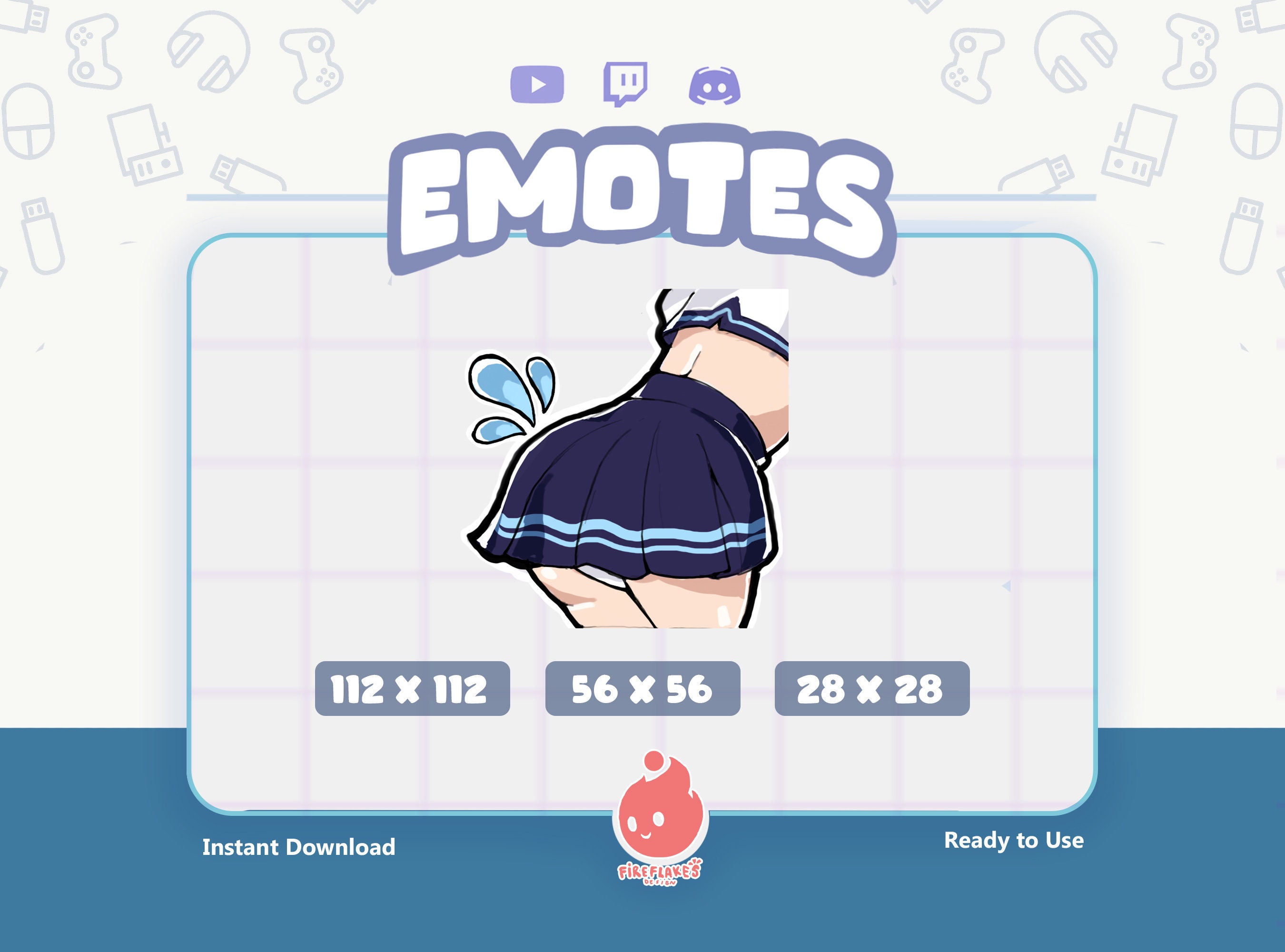 Twitch Emotes  Anime Girl Booty in Student Uniform Mini Skirt Emote   Kawaii  Cute  Emote for Streamer  Stream Emoji  Discord  Youtube - Etsy