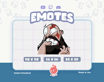 Twitch Emote / Kratos / God of War / Scared / Trembling / Funny Meme / Cute / Emote for Streamer / Stream Emoji / Discord / Youtube