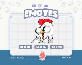Twitch Emotes / Chicken Suprised / Meme / Emotes / Kawaii / Cute Chibi / Emote for Streamer / Stream Emoji / Discord / Youtube