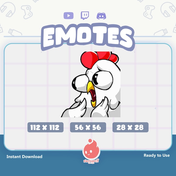 Twitch Emotes / Chicken Suprised / Meme / Emotes / Kawaii / Cute Chibi / Emote for Streamer / Stream Emoji / Discord / Youtube