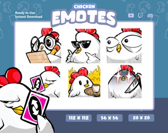 Twitch Emotes / Chicken Emotes Pack ( Noted, Uno Reverse, What's Uo, Shock, Uno Reverse, This is Fine, Knife ) Discord / Meme / Cute / Funny