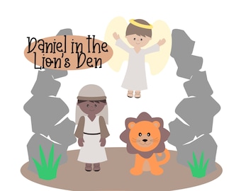 Daniel In The Lion's Den Clipart Set, Bible story clipart, daniel, lion, den, angel, Bible School, Sunday school, clipart