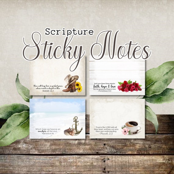 Scripture Sticky Notes | 4" x 3" Notepad | 50 Sheets | Religious | Christian | With Bible Verse