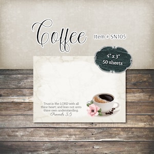 Scripture Sticky Notes | 4" x 3" Notepad | 50 Sheets | Religious | Christian | With Bible Verse Item#SN105 | Coffee