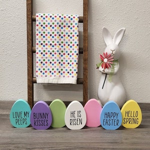 Easter Egg/Easter Decor/Wooden Eggs/Rae Dunn inspired/Made to order/Personalized Easter Egg/Handmade Wooden Easter Egg/Easter wood egg image 1