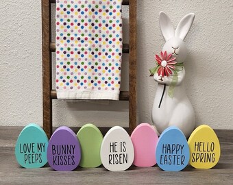 Easter Egg/Easter Decor/Wooden Eggs/Rae Dunn inspired/Made to order/Personalized Easter Egg/Handmade Wooden Easter Egg/Easter wood egg