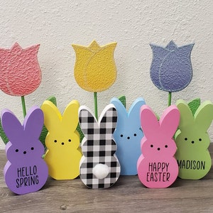 Easter Wooden Bunny Peeps-Made to order Personalized Peeps-Handmade Easter Wooden Bunny Decoration- Made to order Spring Decor