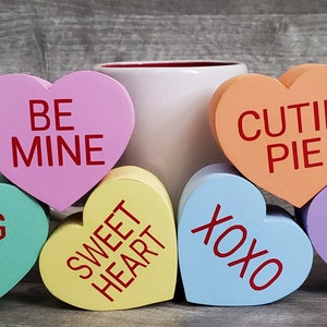 Conversation Hearts Valentines Day-Farmhouse-Wood Decor-Made to order-Candy Hearts-Valentines Tier Decor-Valentines day-Kiss Me-SWEET HEART
