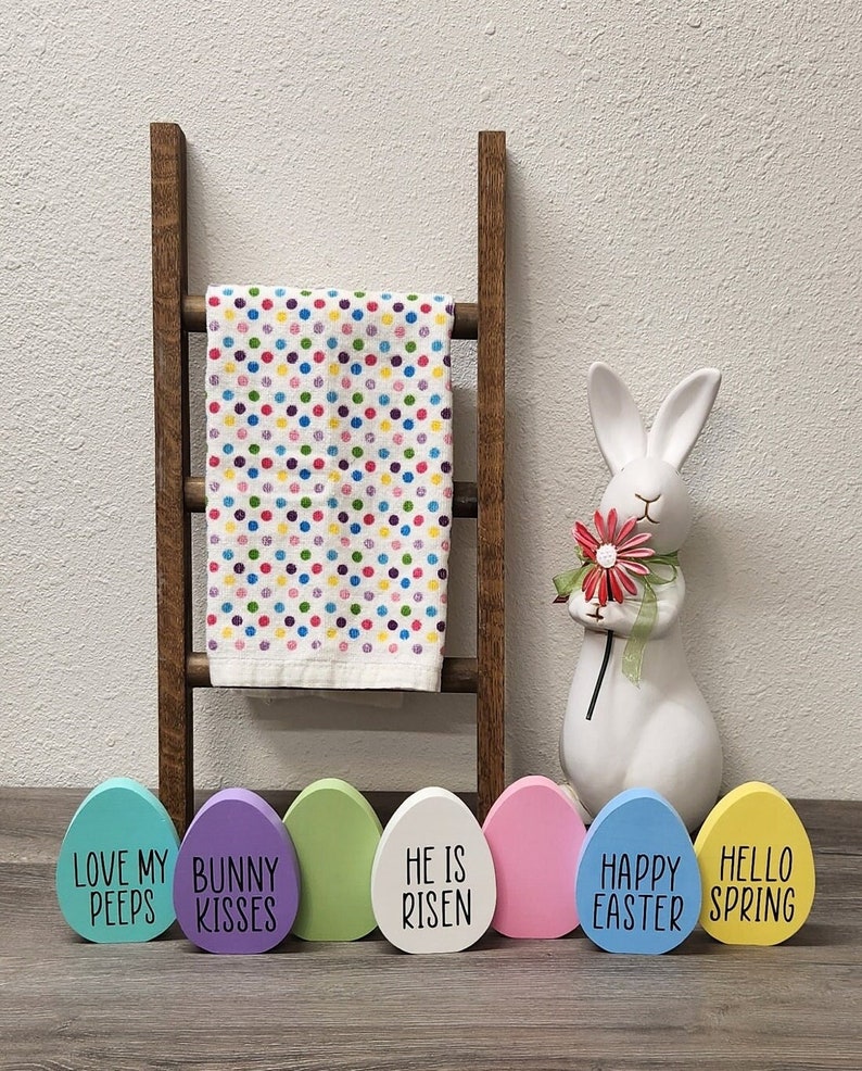 Easter Egg/Easter Decor/Wooden Eggs/Rae Dunn inspired/Made to order/Personalized Easter Egg/Handmade Wooden Easter Egg/Easter wood egg image 1