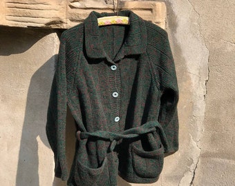 70s Italian Hand Knit Wool Cardigan