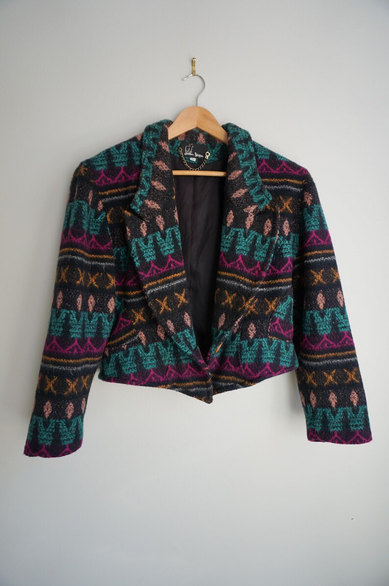Vintage 80/'s Southwestern Print Bolero Made In USA