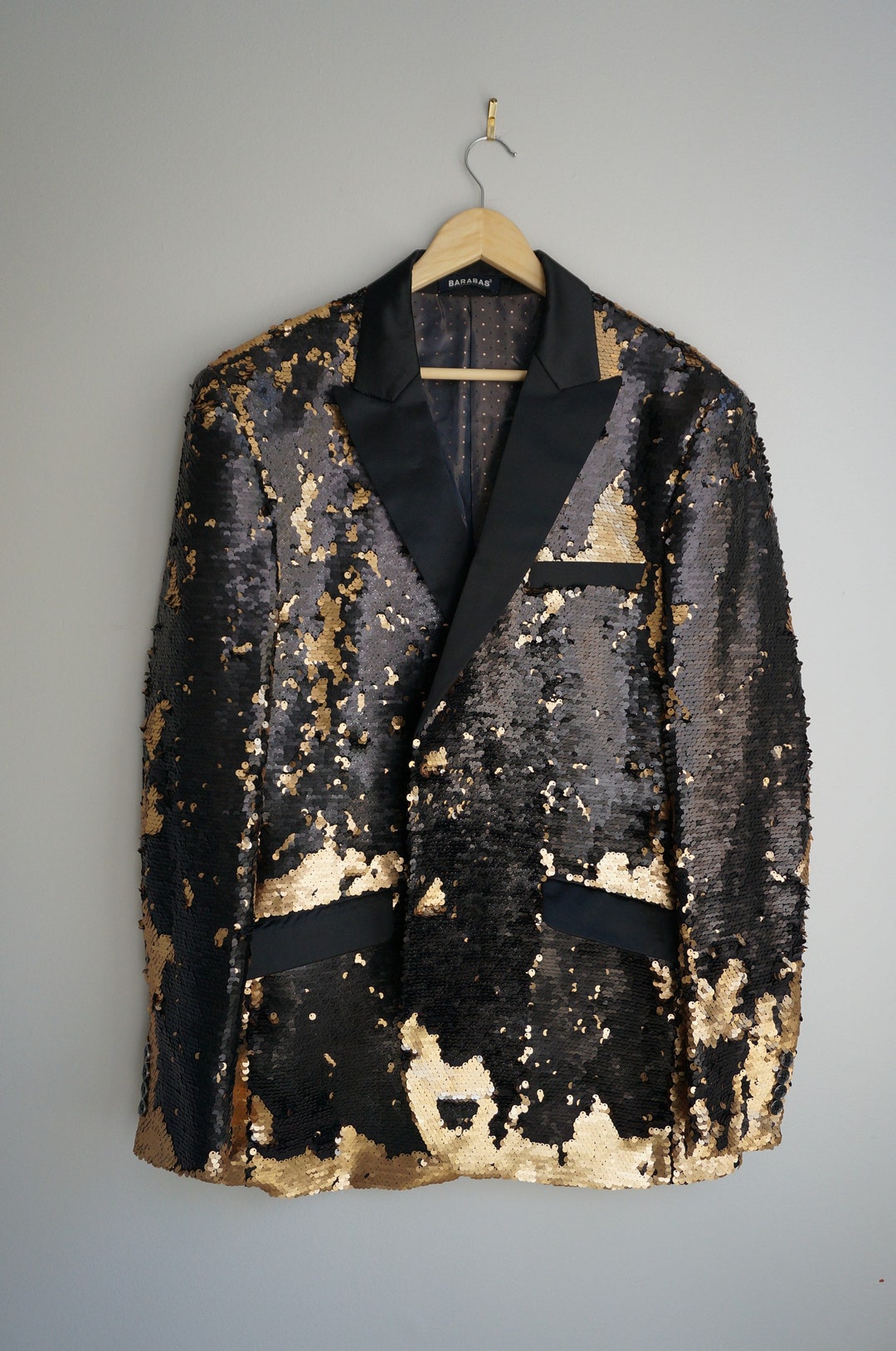 Barabas Men Show Time Black and Gold Sequin Blazer / Tuxedo - Etsy